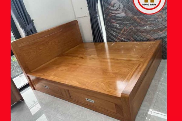 Giường ngủ 2 ngăn kéo gỗ gõ đỏ GN22