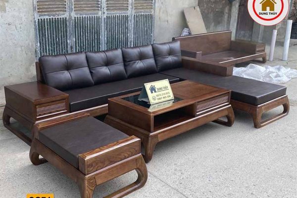 sofa chân choãi gỗ sồi SG74