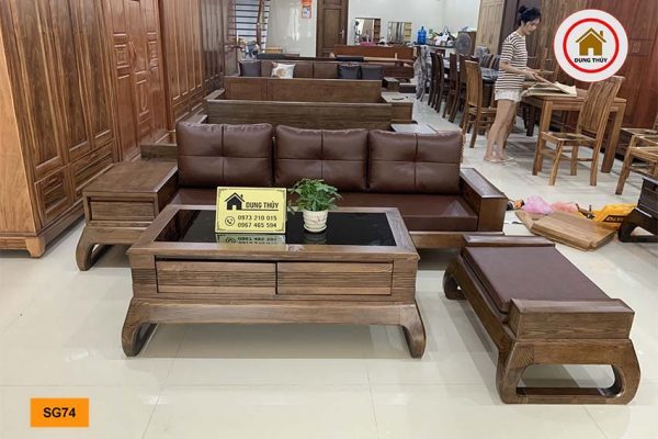 Bộ ghế sofa chân vòng choãi gỗ sồi Nga SG74