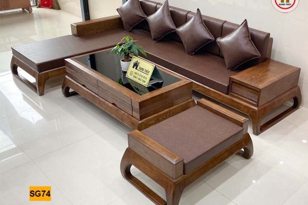 Bộ ghế sofa chân vòng choãi gỗ sồi Nga SG74