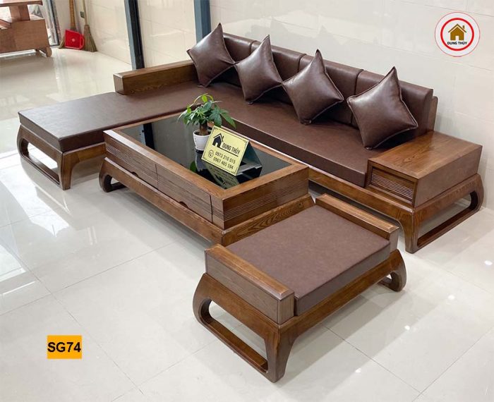Bộ ghế sofa chân vòng choãi gỗ sồi Nga SG74