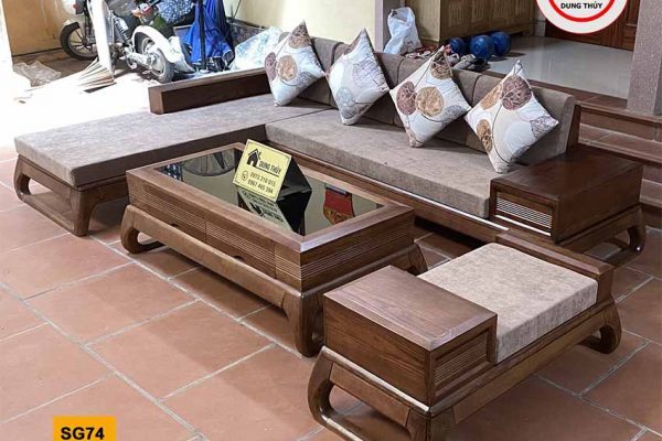 sofa chân choãi vòng gỗ sồi SG74