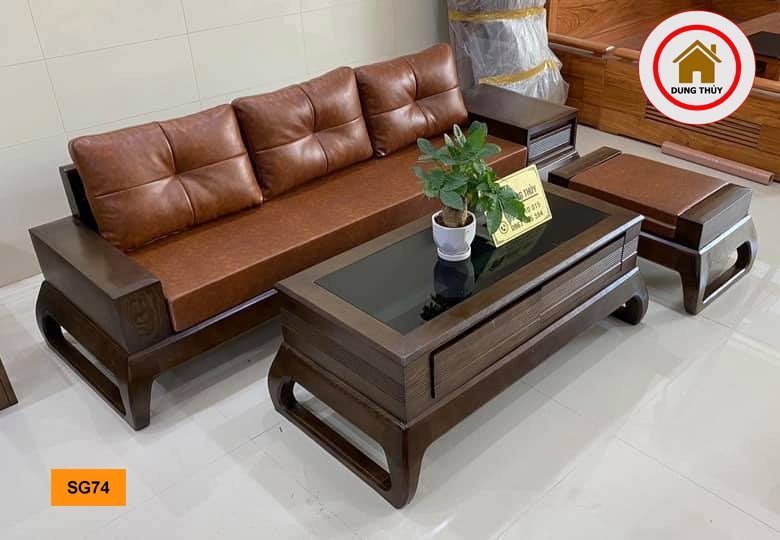 Bộ ghế sofa chân vòng choãi gỗ sồi Nga SG74