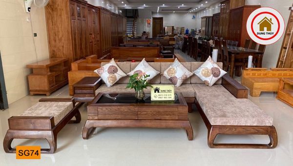 Bộ ghế sofa chân vòng choãi gỗ sồi Nga SG74