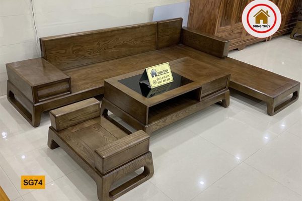 sofa góc chữ L chân choãi đẹp SG74 nét