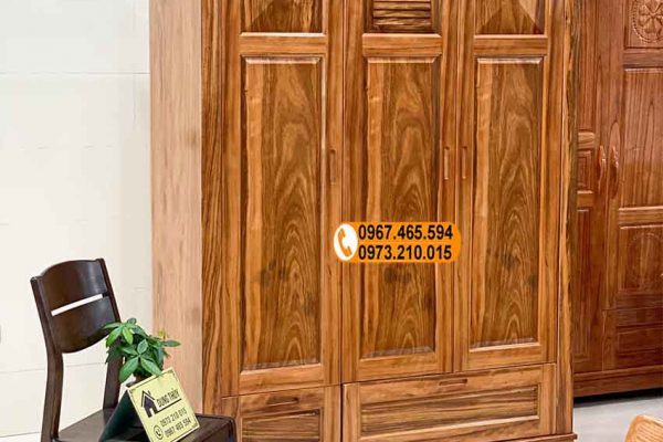 Tủ đựng quần áo 3 cánh 2 buồng gỗ hương xám TG20