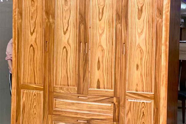 Tủ quần áo 4 cánh 3 buồng gỗ hương xám vàng TG15