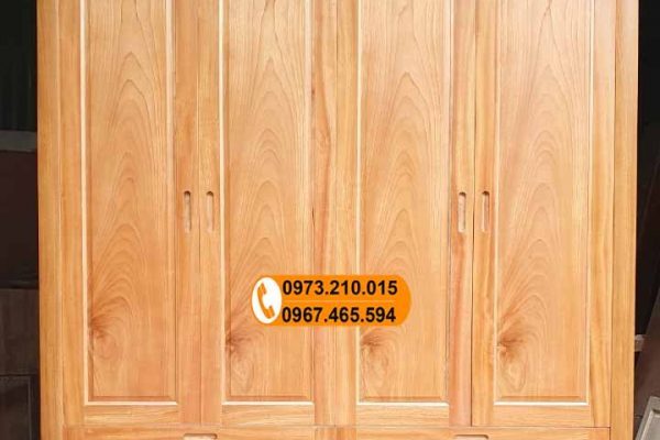 Tủ quần áo 4 cánh 2 buồng gỗ gõ đỏ TG18