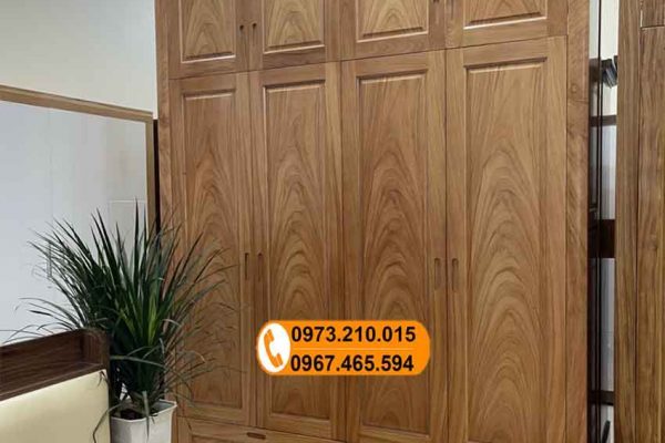 Tủ đựng quần áo 4 cánh kịch trần gỗ gõ đỏ TG16