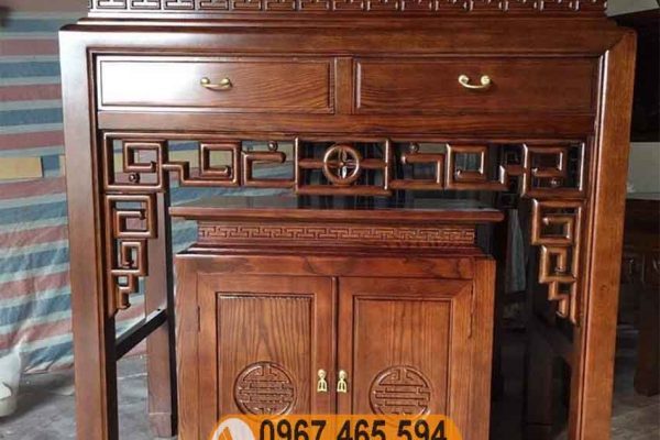 Án ban thờ 2 ô tủ gỗ sồi Nga BT02