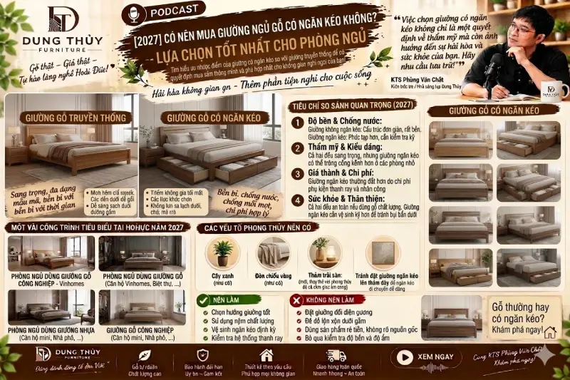 Có nên mua giường gỗ có ngăn kéo hay không