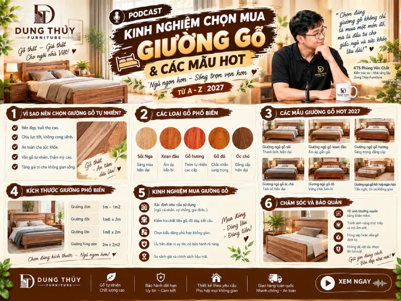 Kinh nghiệm chọn mua giường gỗ & các mẫu hot