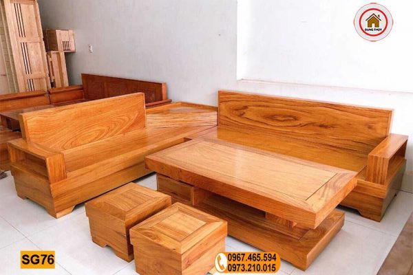Bộ ghế sofa góc để lọ hoa gỗ gõ đỏ SG76