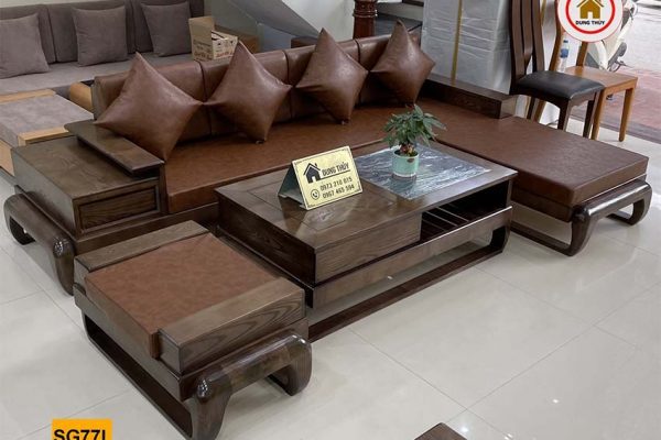 sofa góc chữ L đùi gà gỗ sồi Nga SG77L