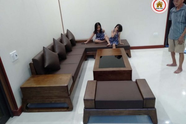 mẫu ghế sofa gỗ góc chữ L hiện đại
