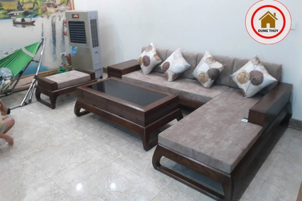 bàn ghế sofa gỗ phòng khách chung cư nhỏ