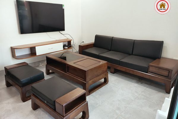 bàn ghế gỗ phòng khách chung cư