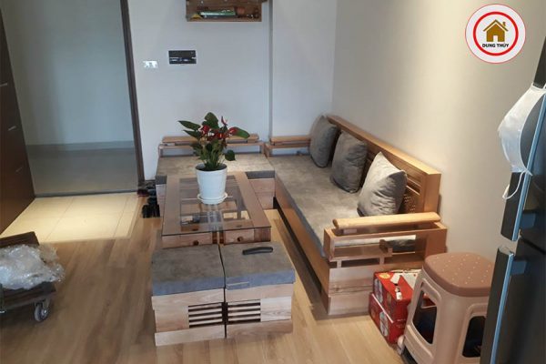 sofa góc cót 3 lá gỗ sồi SG03