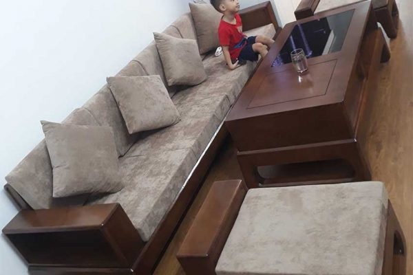 ghế sofa gỗ tự nhiên ở chung cư