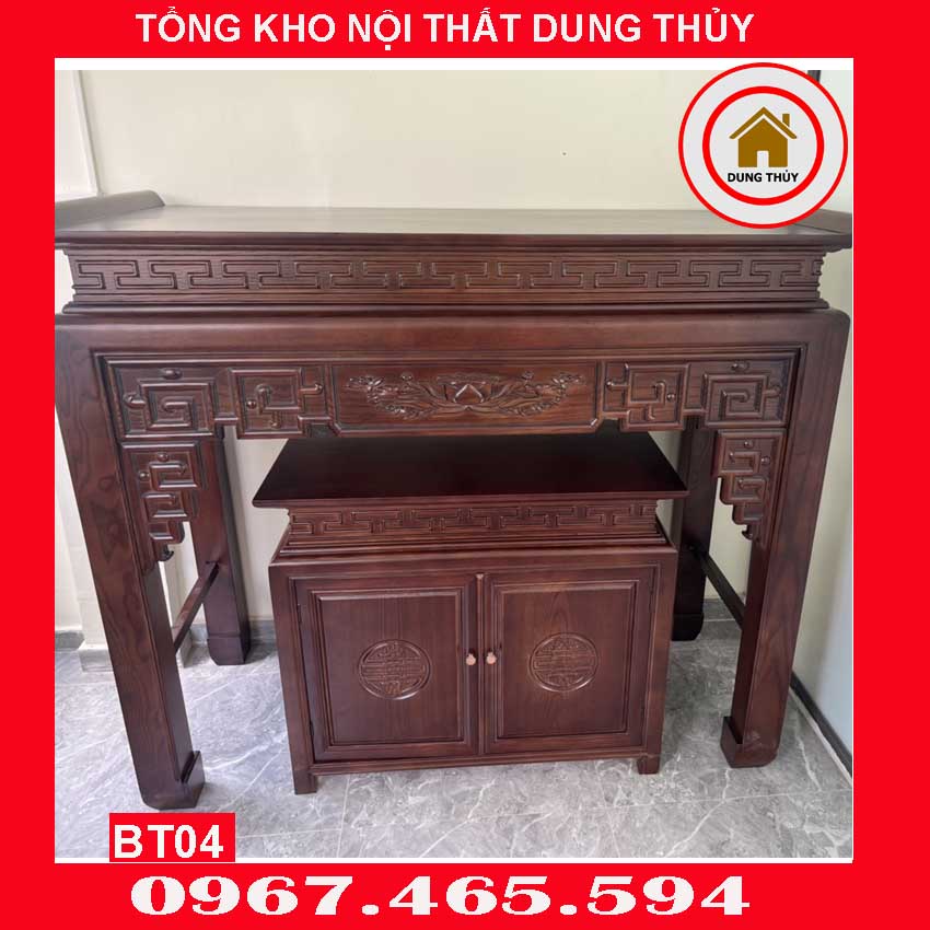 Kệ bàn thờ sen gỗ sồi Nga BT04