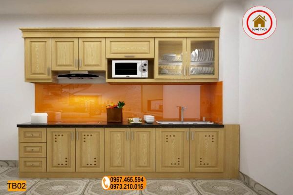 Tủ bếp dạng đứng 2 tầng đơn giản gỗ sồi Nga TB02