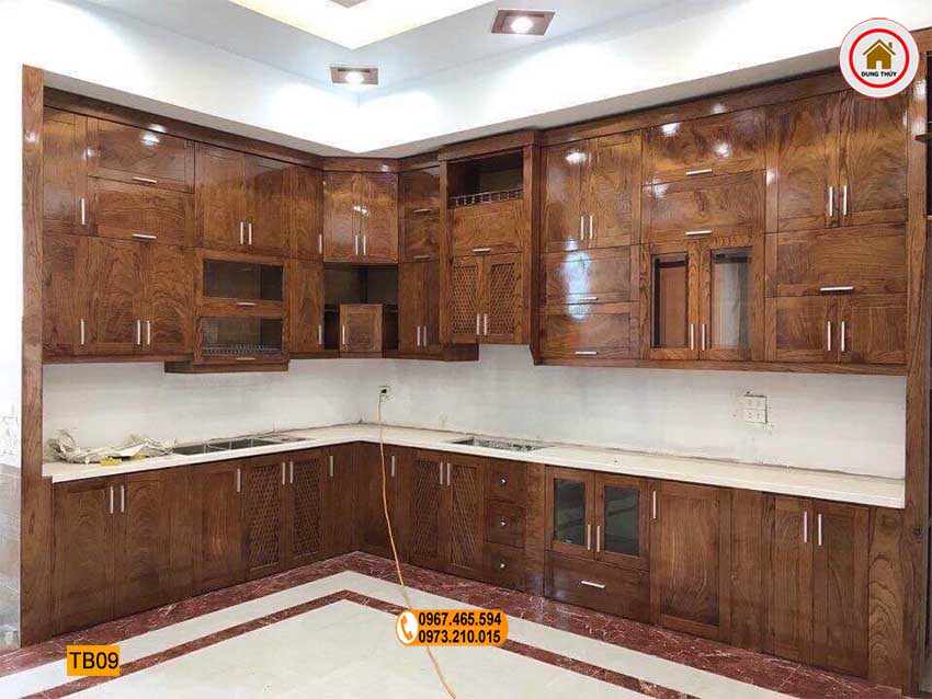 kiểu tủ bếp gỗ bền đẹp