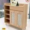 Tủ giầy dép 2 cánh 1 kệ kèm họa tiết đan mây gỗ công nghiệp TGD09