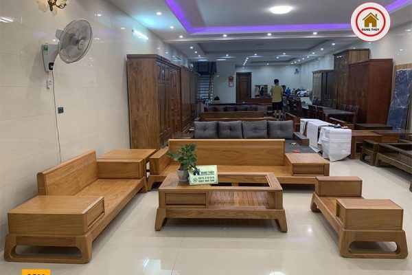 Bộ ghế sofa 2 văng chân quỳ gỗ gõ đỏ SG80