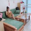 bộ sofa góc trứng gỗ gõ