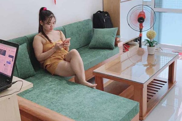 bộ sofa góc trứng gỗ gõ