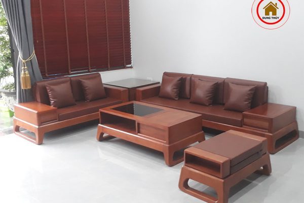 sofa 2 văng chân quỳ gỗ gõ đỏ