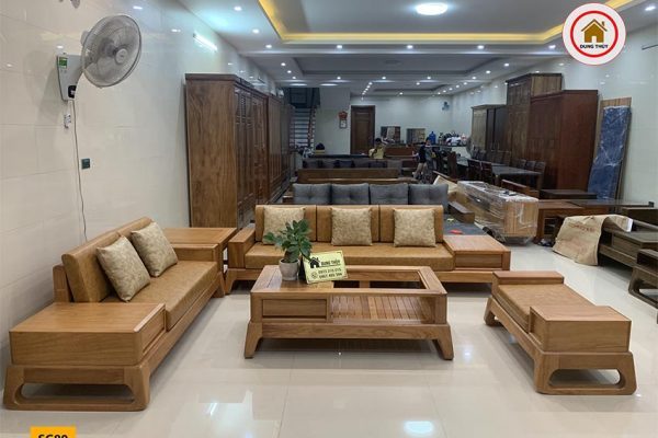 Bộ ghế sofa 2 văng chân quỳ gỗ gõ đỏ SG80