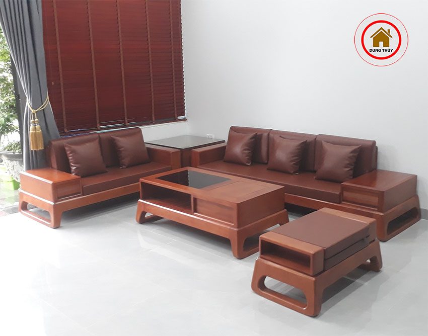 sofa 2 văng chân quỳ gỗ gõ đỏ