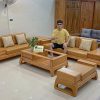 Bộ ghế sofa 2 văng chân quỳ gỗ gõ đỏ SG80