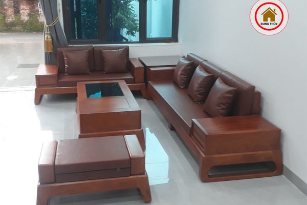sofa 2 văng chân quỳ gỗ gõ đỏ