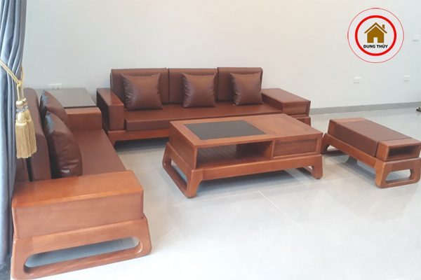 sofa 2 văng chân quỳ gỗ gõ đỏ