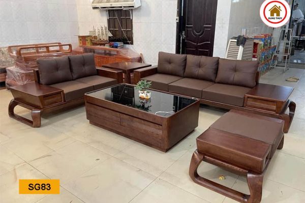 Bộ ghế sofa 2 văng chân xoắn gỗ sồi Nga SG83 đẹp