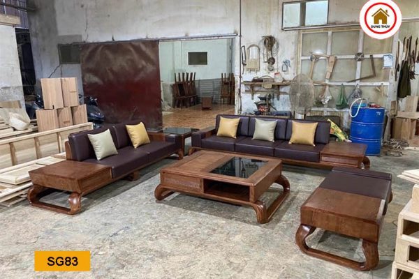 Bộ ghế sofa 2 văng chân xoắn gỗ sồi Nga SG83 đẹp