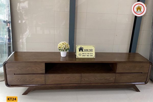 kệ tivi chân oải 6 ngăn kéo gỗ sồi KT24