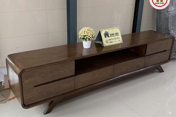 kệ tivi chân oải 6 ngăn kéo gỗ sồi KT24