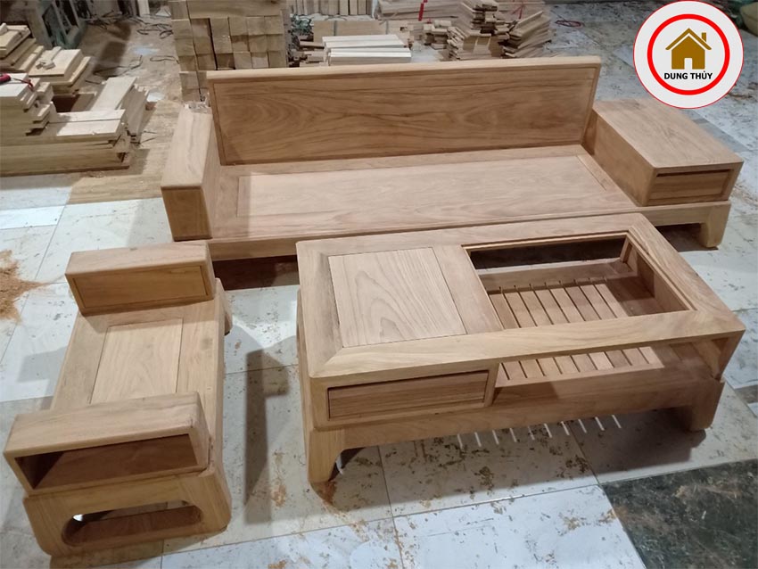 sofa gỗ gõ đỏ chân quỳ