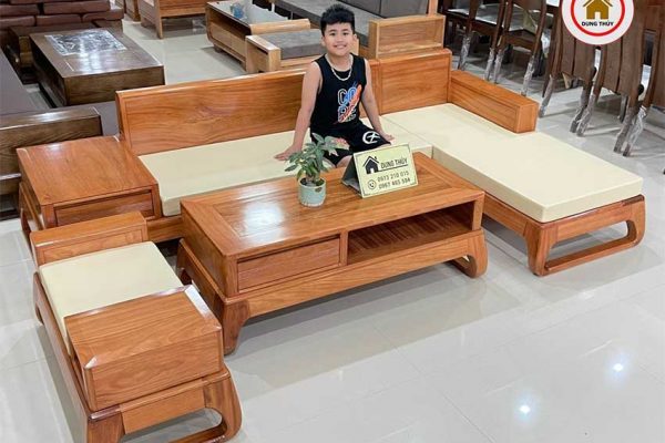sofa góc chữ L gỗ gõ SG82L