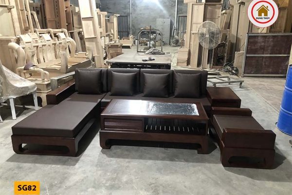 Bộ ghế sofa chân quỳ gỗ gõ đỏ SG82