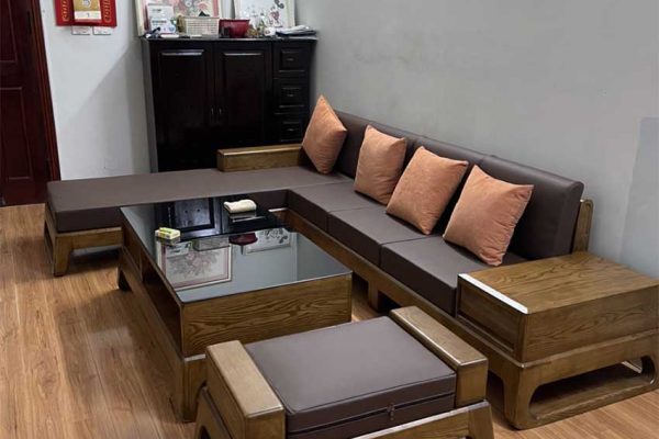 sofa góc chữ L gỗ sồi Nga