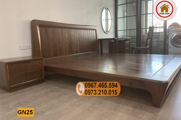 Giường ngủ chân quỳ gỗ óc chó GN25