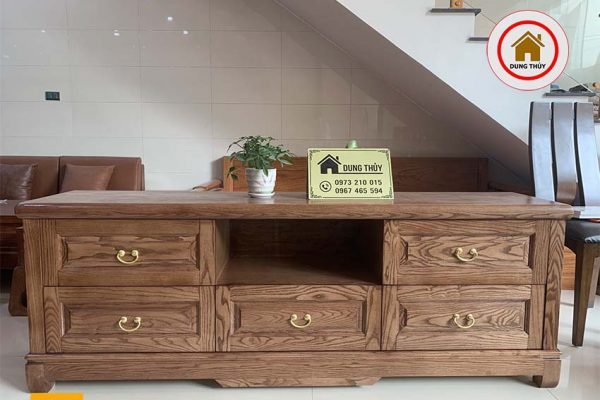 kệ tivi 5 ô gỗ sồi NgA KT25