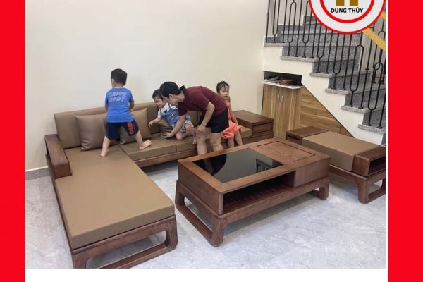 Bộ ghế sofa góc chữ L chân quỳ gỗ sồi Nga SG61L