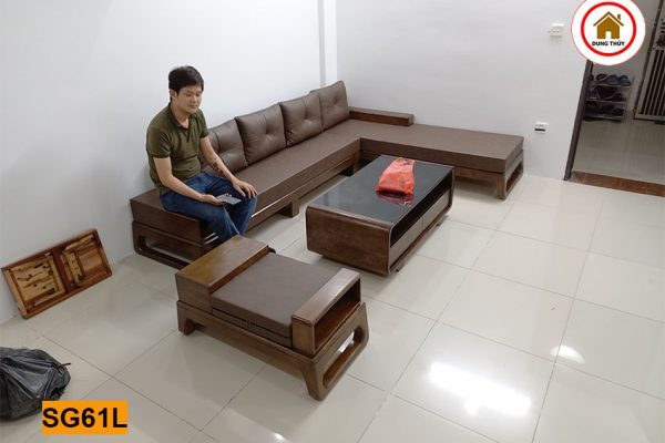bàn giao sofa góc chữ L chân quỳ SG61L