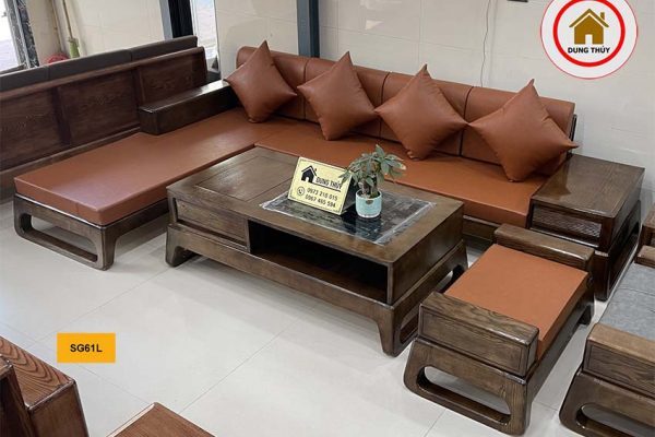 bộ sofa góc chữ L SG61L da đỏ