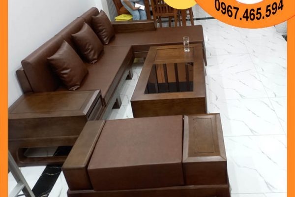 Bộ ghế sofa góc chữ L chân quỳ gỗ sồi Nga SG61L